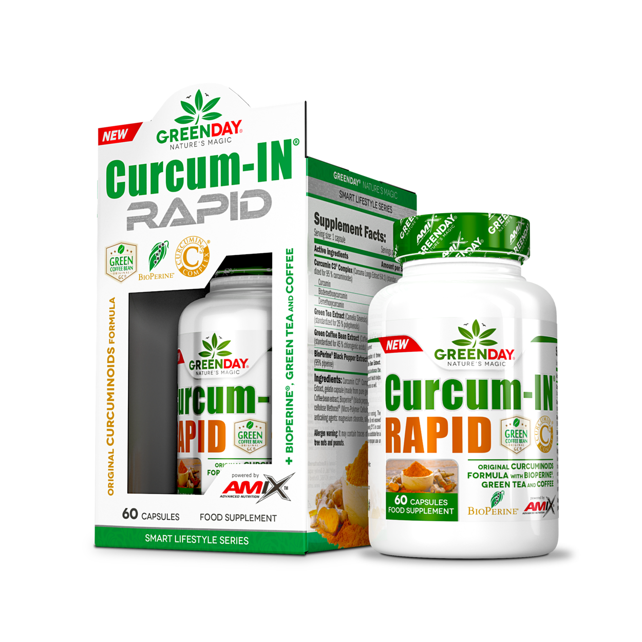 Turmeric GREENDAY® CURCUM-IN RAPID 60 CAPS - Amix Greenday