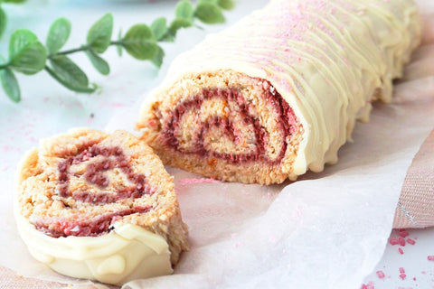 brazo de chocolate blanco y frutos rojos