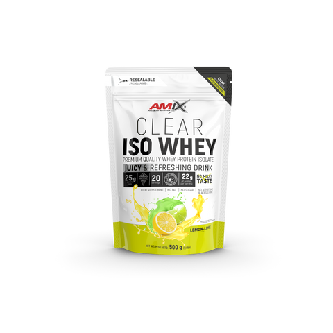 Proteína Clear ISO Whey – Amix™ (8) & CLEAR ISO WHEY SACO 500 G Lima-limón